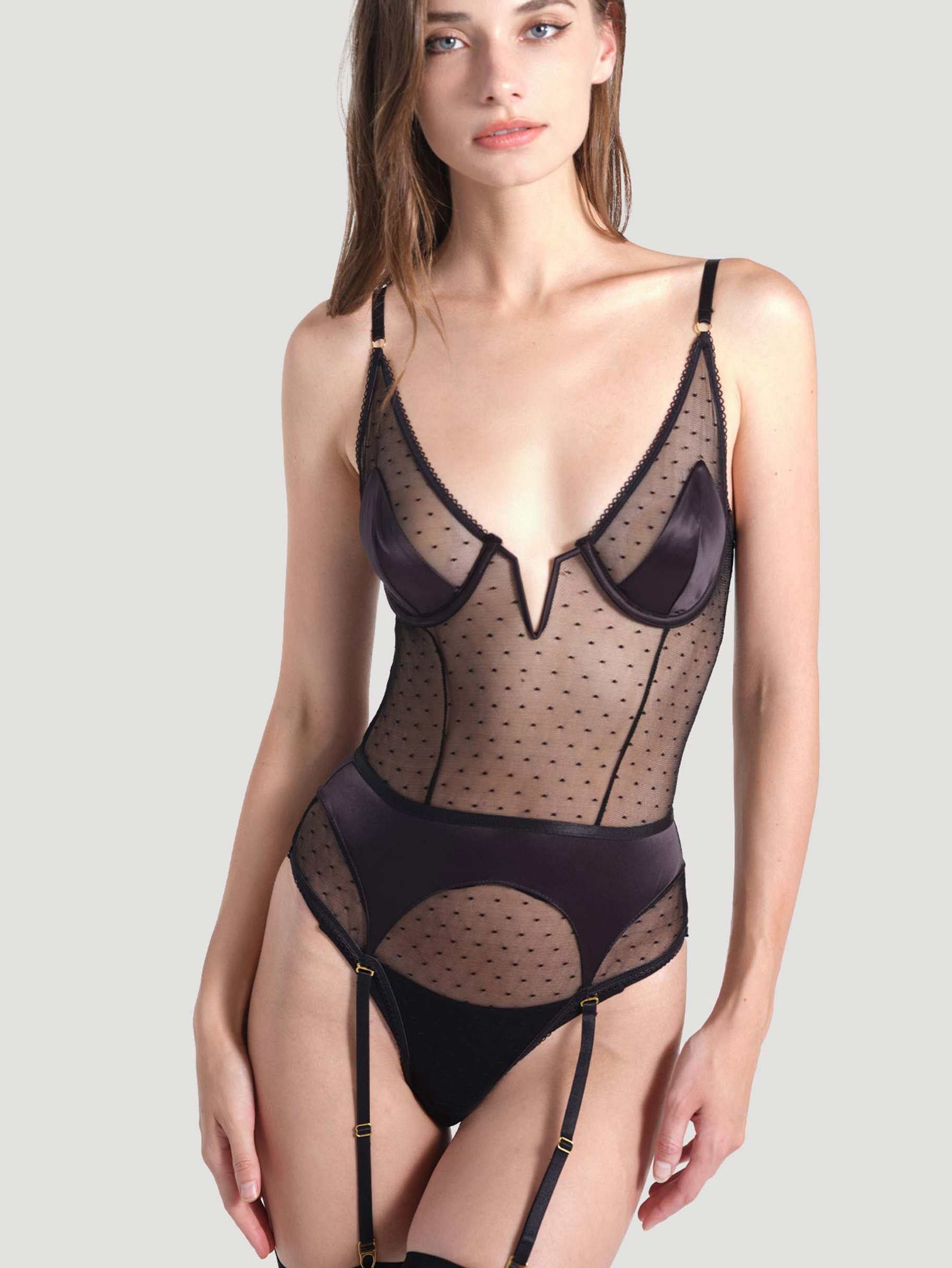 Polka Dot Bodysuit with Removable Garter